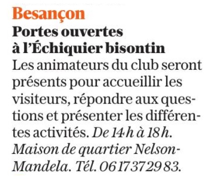 presse porte ouverte échiquier bisontin