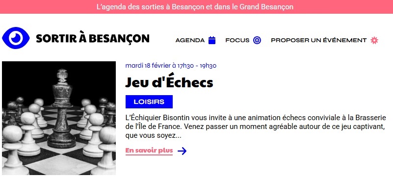 agenda internet échiquier bisontin