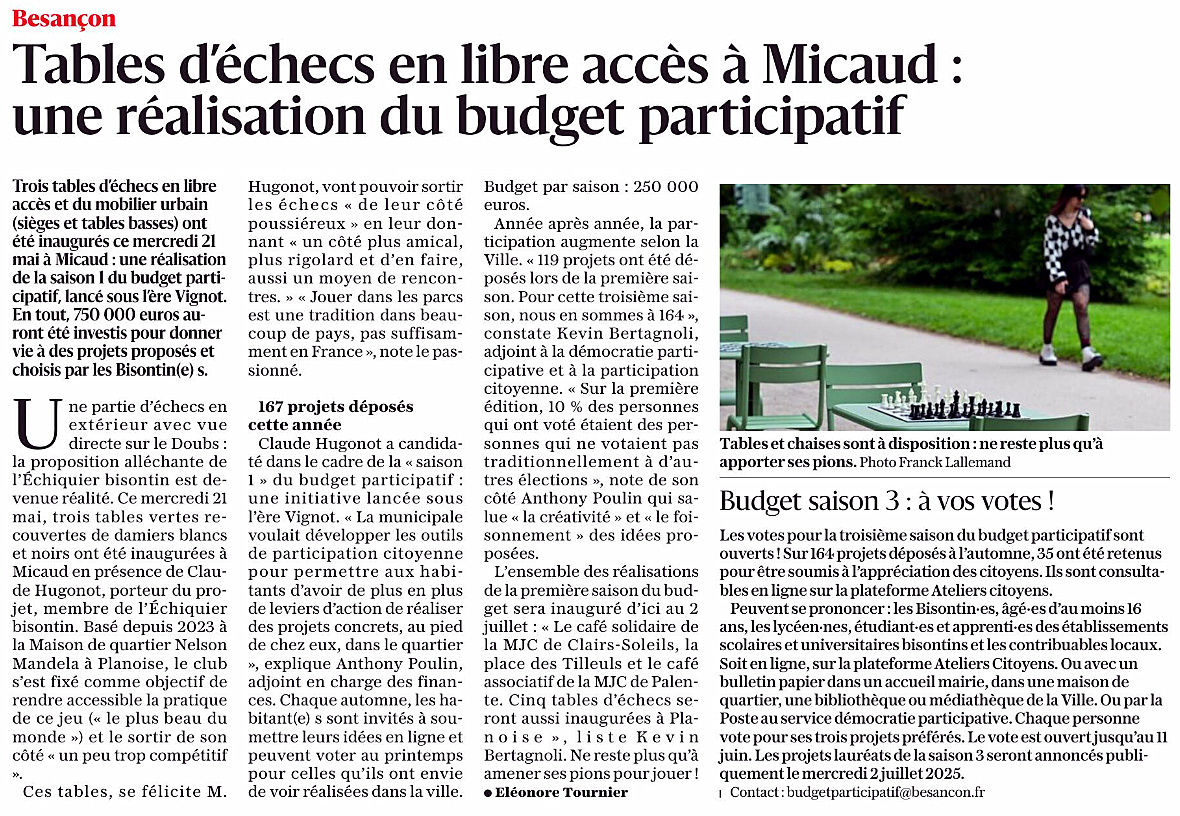 Un clic pour agrandir inauguration échecs micaud presse